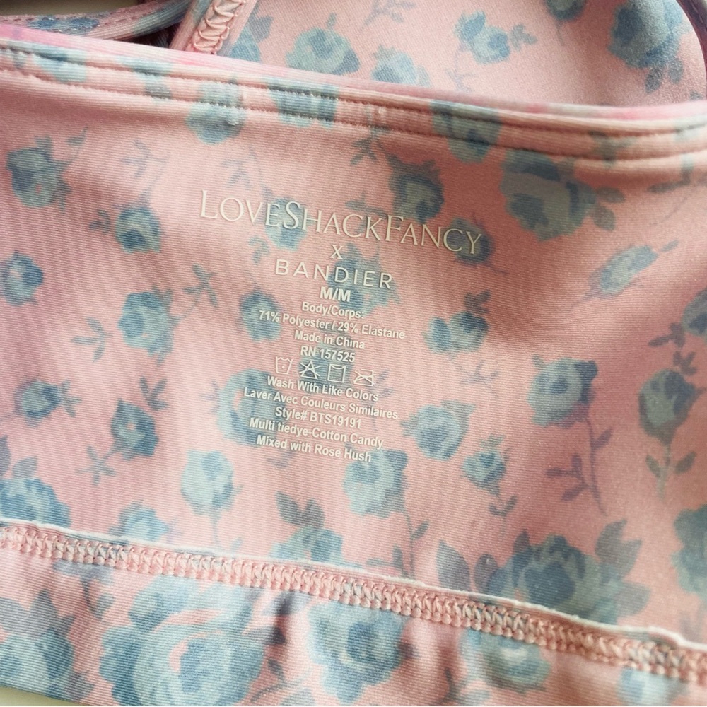 LoveShackFancy x Bandier MEDIUM Strappy Sports bra in Multi Tiedye Cotton Candy - Picture 6 of 6